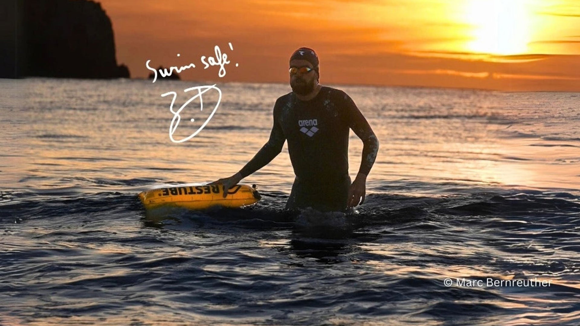 Jonas Deichmann swims with RESTUBE