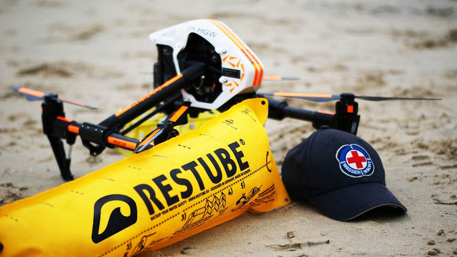 A safety buoy for your drone when flying over water: Restube automatic