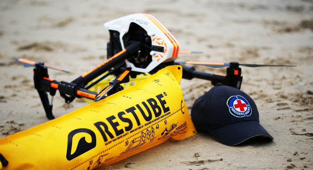 Boy safed with drone and Restube automatic