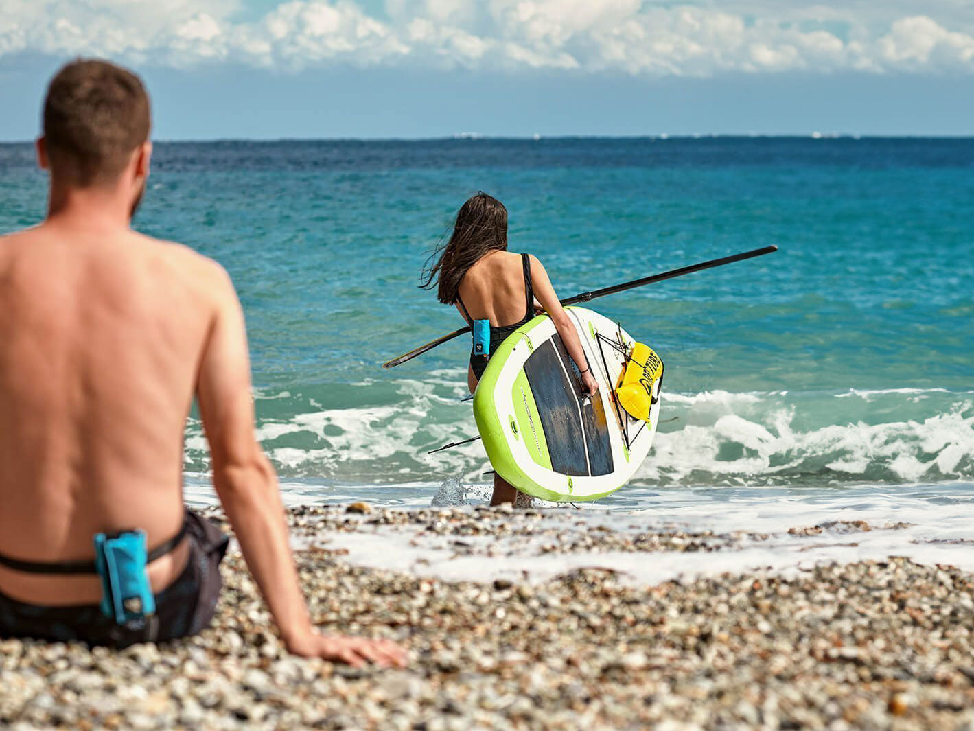 SUP with ACTIVE - Girl with a Sup and the ACTIVE safety buoy