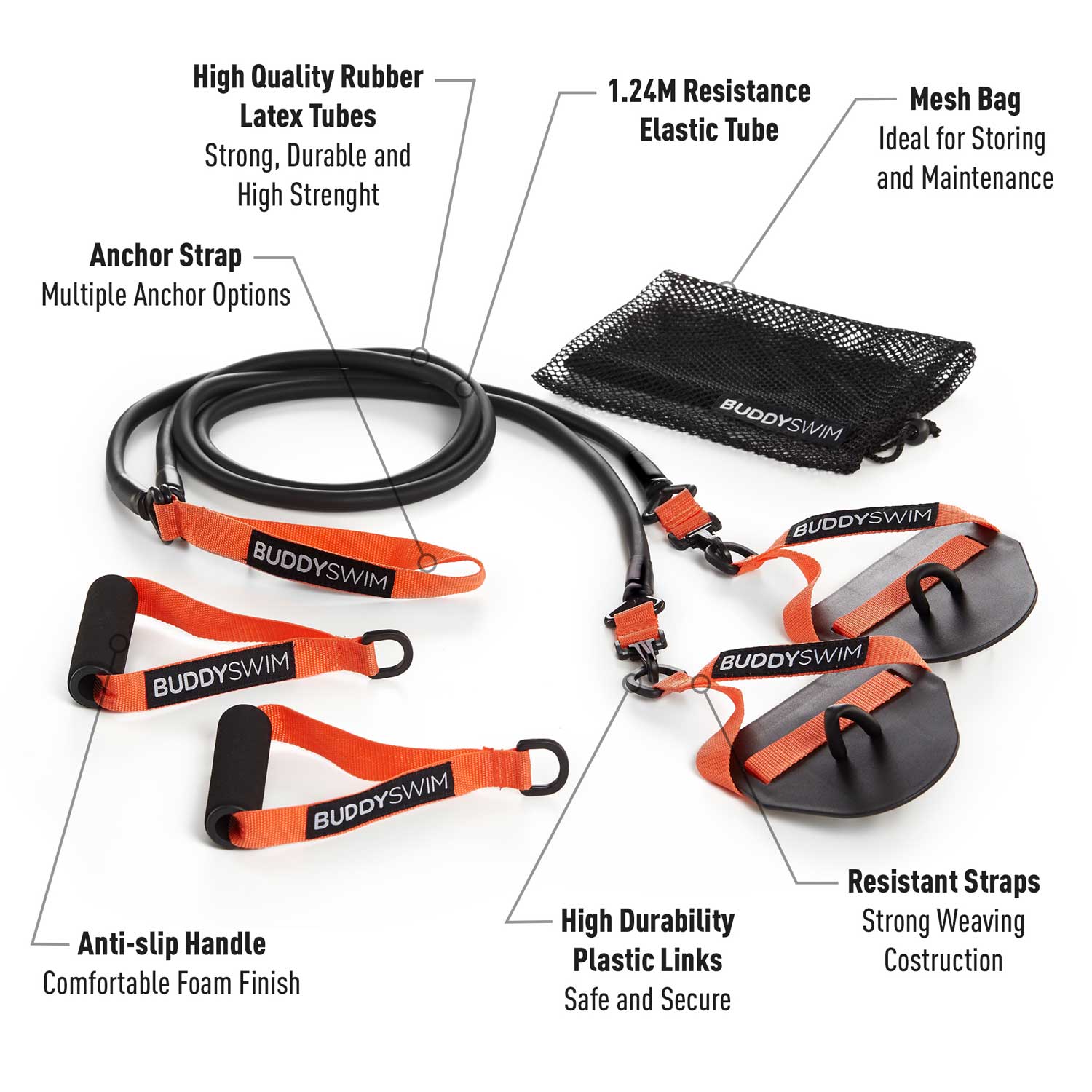 TRAINING RUBBERS Buddyswim SUPER STROKE DRYLAND CORDS