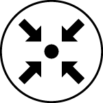 Target icon: concentric circle with four arrows pointing inward – symbolizes compactness and readiness.