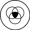 Black-and-white icon with concentric circles similar to a Venn diagram – stands for compact storage and all-in-one design of RESTUBE products.