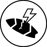 A black-and-white icon, symbolizing the use of inflatable RESTUBE safety buoy when your equipment is broken