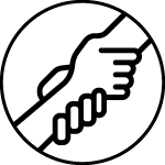 Icon with two hands symbolizing the help one cangive another using RESTUBE safety buoy