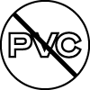 Black icon with a crossed-out PVC symbol – indicates the product is PVC-free, eco-friendly, and safe for health.