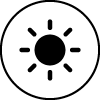A black-and-white icon with a sun, symbolising UV-rays´ resistance of RESTUBE Drybags and buoys