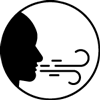 An icon showing how RESTUBE buoy can be inflated by mouth