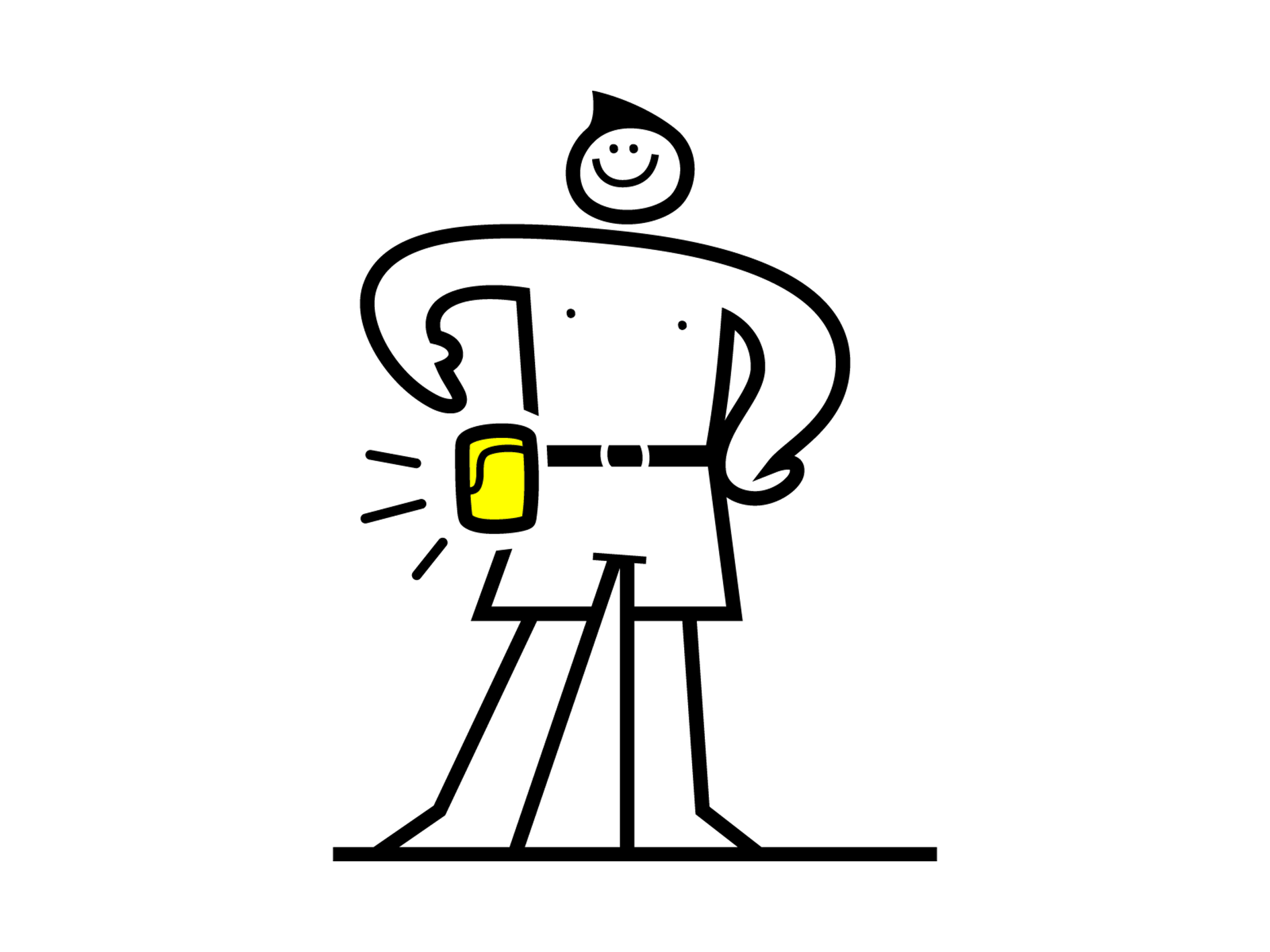 Illustration of a happy person wearing RESTUBE on their belt – confident, everyday approach to water safety.