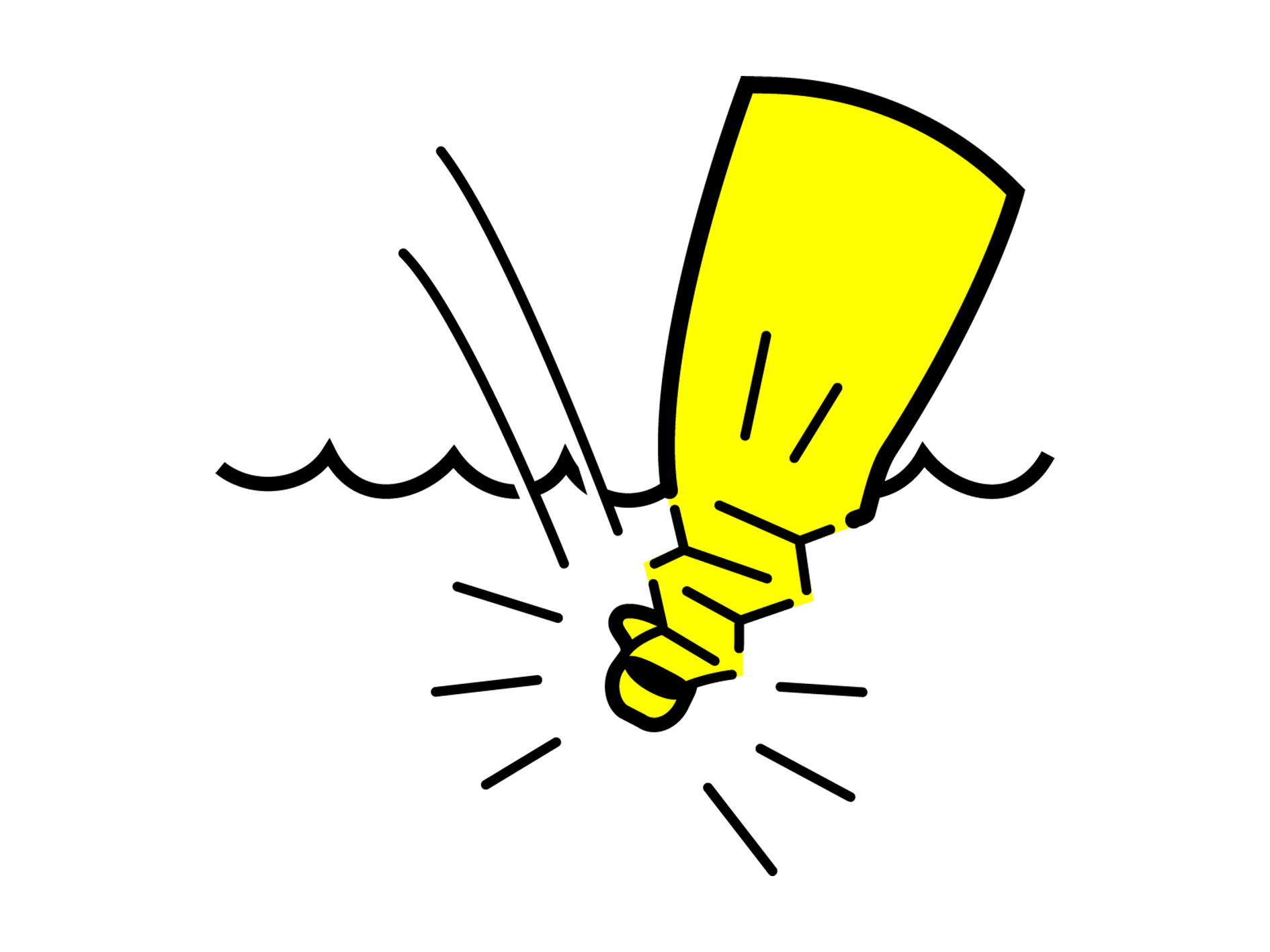 An icon of an Inflatable yellow RESTUBE AUTOMATIC safety buoy in water - picturing how it enters the water and instantly expands to give a person in the water buoyancy and floatation.