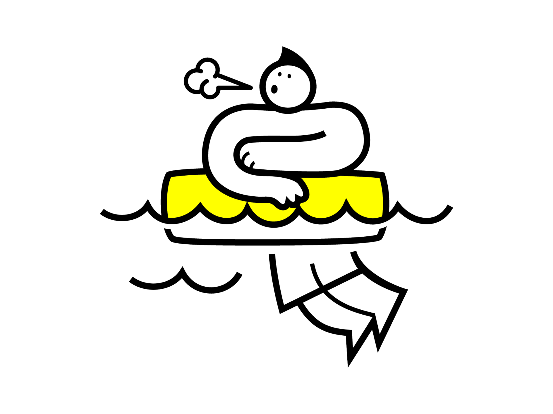 Illustration of a person resting on the yellow safety buoy in the water – represents RESTUBE’s safety solutions.