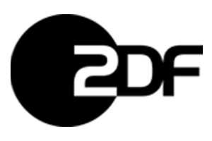 Black-and-white ZDF logo – white “Z” in a circle with “DF” beside it on white background.