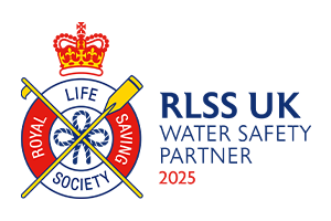 Official RLSS UK logo with paddles and crown – RESTUBE is the Royal Life Saving Society UK’s Water Safety Partner.