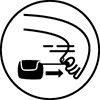 Round pictogram showing RESTUBE safety buoy´s release mechanism, with a hand pulling the trigger