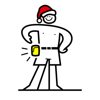 Illustration of a happy person wearing RESTUBE on their belt – confident, everyday approach to water safety.