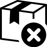Icon for unavailable delivery – used on RESTUBE’s webshop when shipping is not possible.