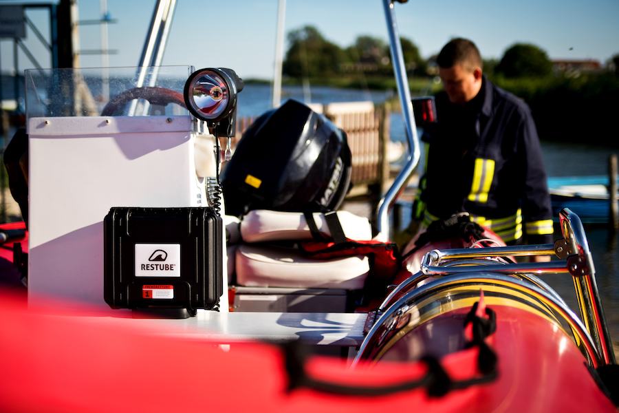 RESTUBE Case Set on a rescue boat – ready for deployment on the water.