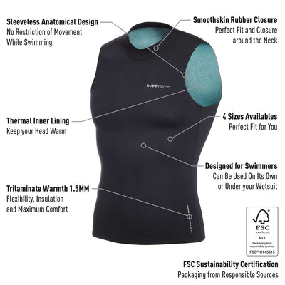 NEOPRENE VEST Buddyswim Trilaminate Warmth 1.5mm