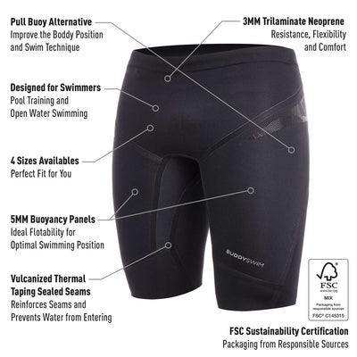 NEOPRENE FLOATING PANT Buddyswim Trilaminate Warmth 5/3mm, Black