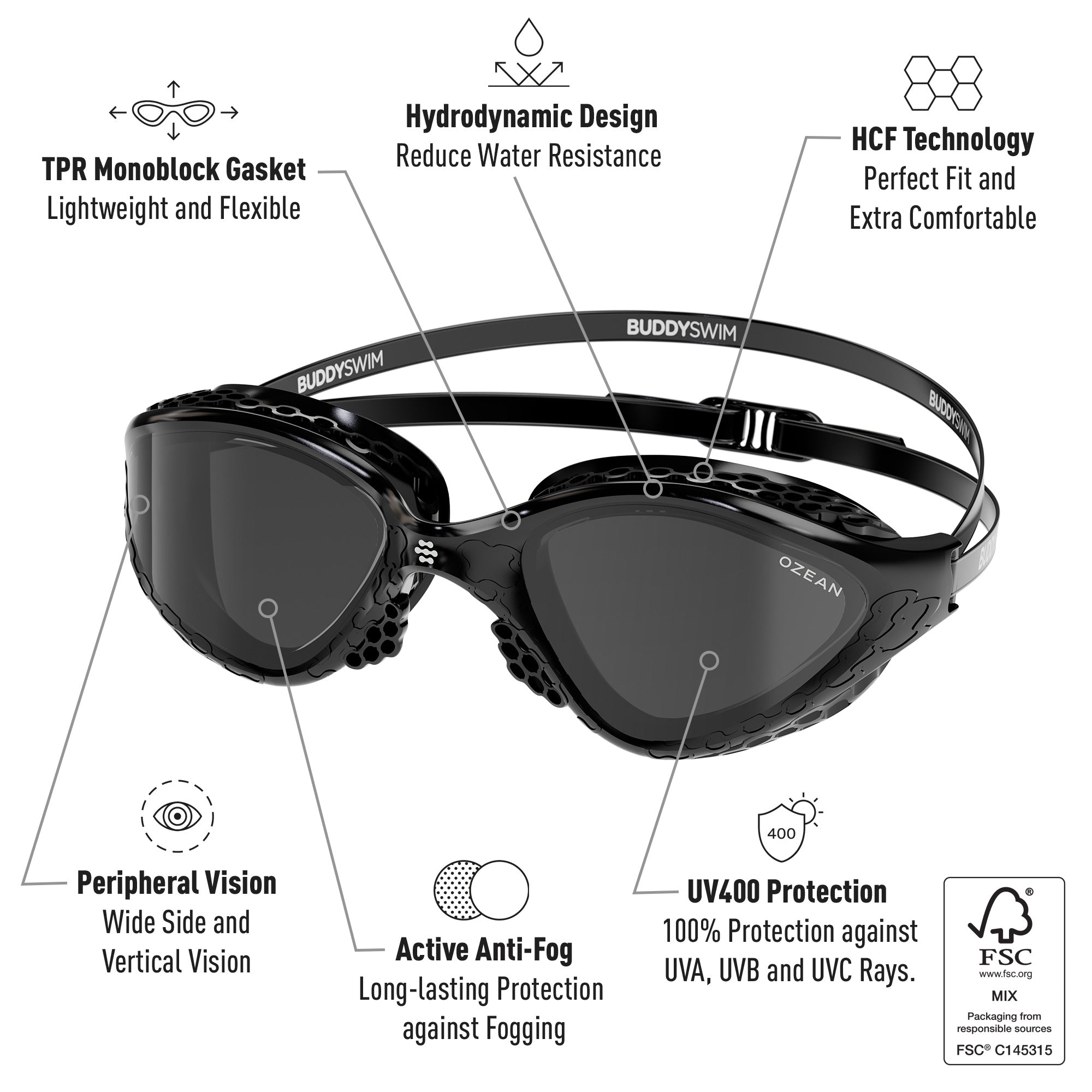 BuddySwim SWIM GOGGLES OZEAN