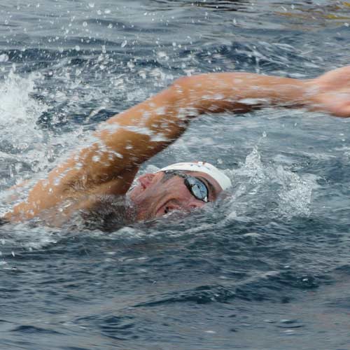 Olympischer Schwimmer Loic Branda beim Kraul schwimmen