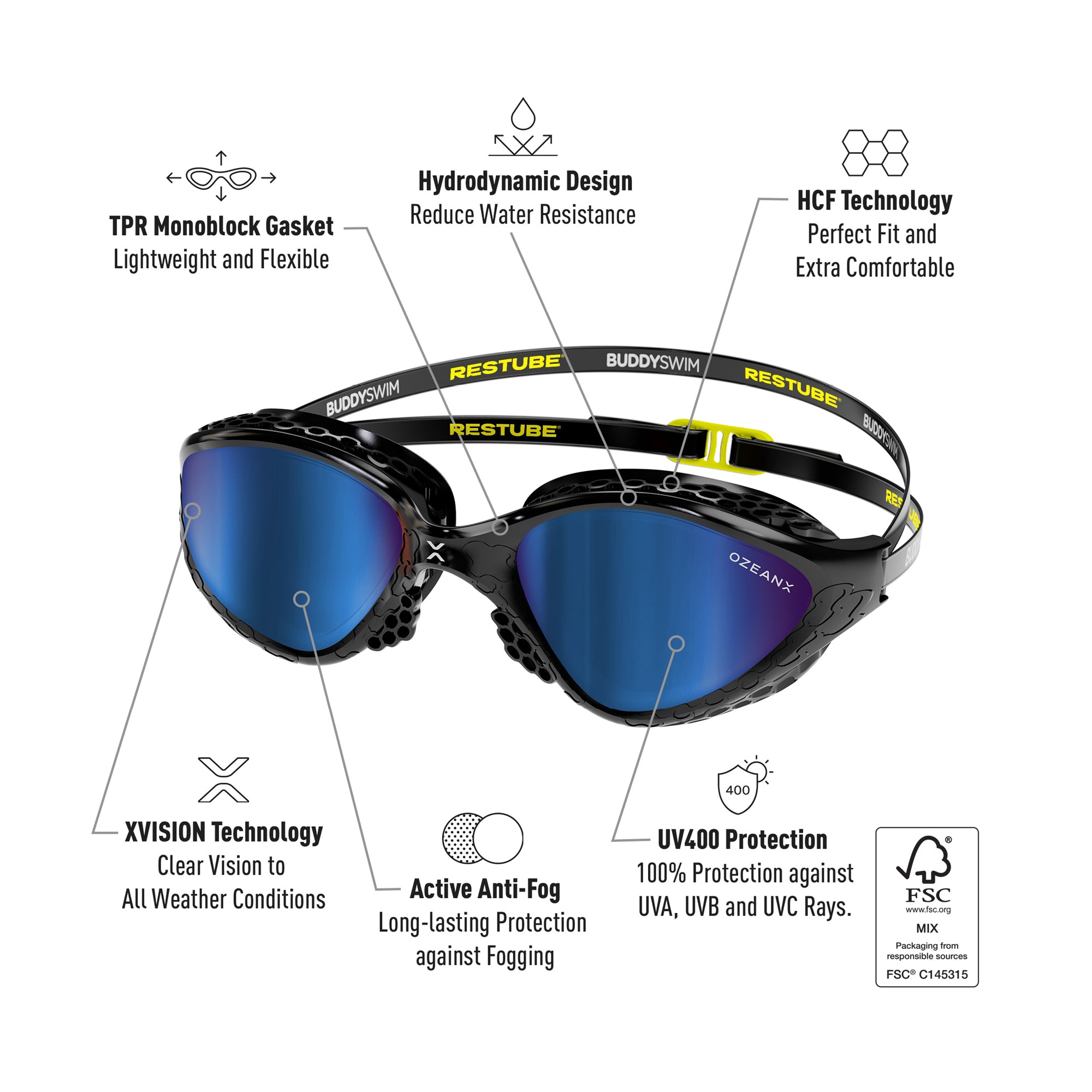 OZEANX Swim Goggles